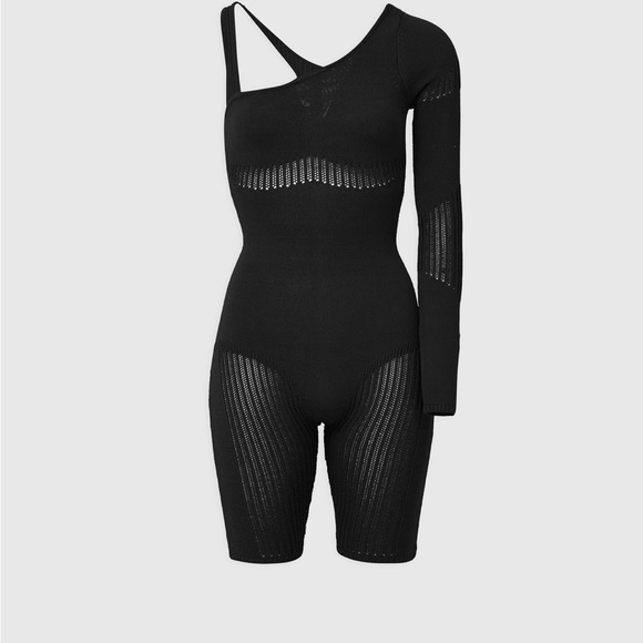 Maniere De Voir Pants - Knitted Contour One Sleeve Jumpsuit